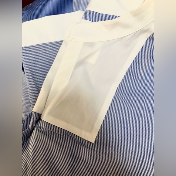 Two tone blue striped Lafayette 148 New York button down dress shirt - Picture 8 of 8